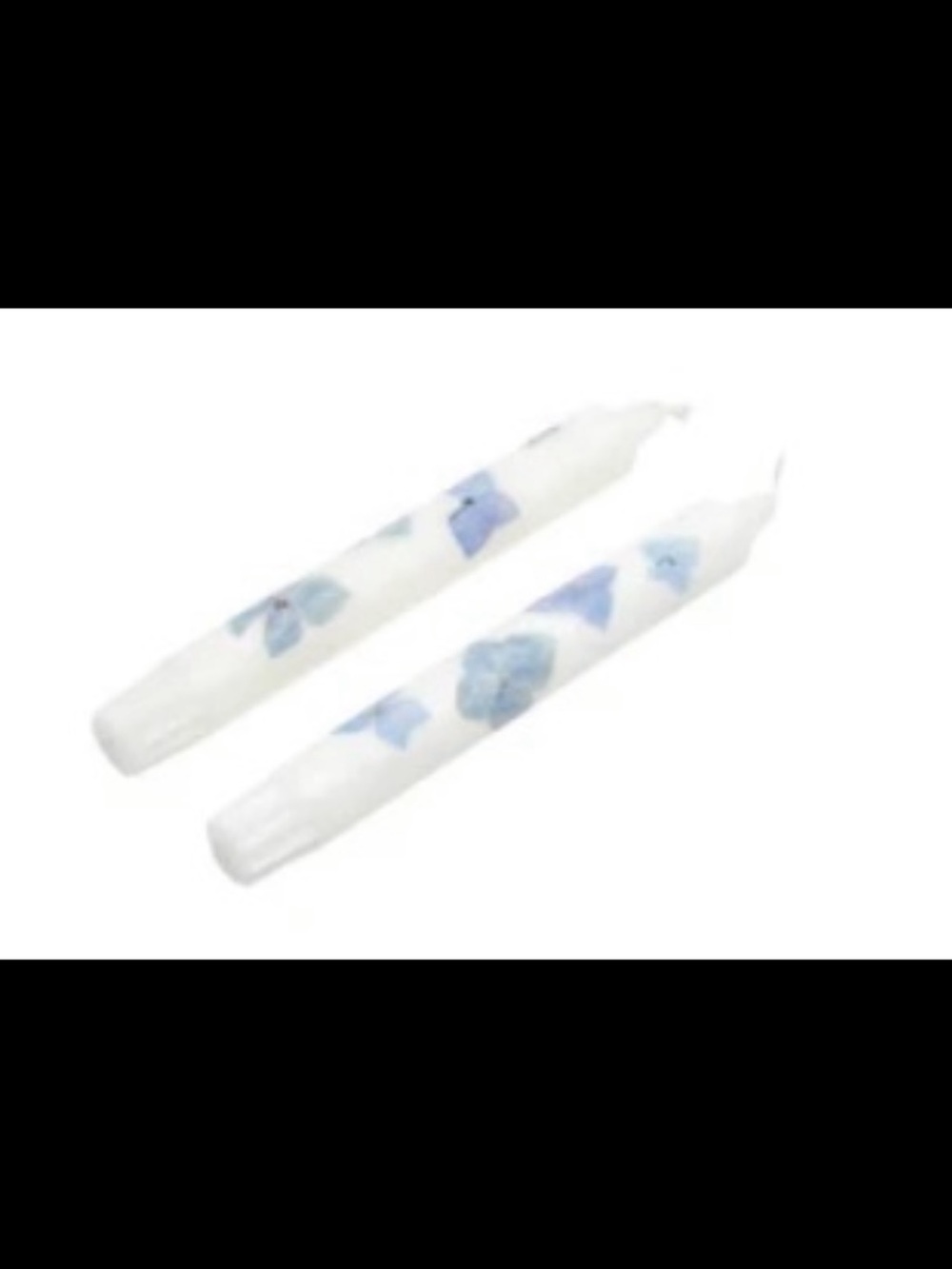 LoveShackFancy Blue Hydrangea Candlestick with Pink Ribbon Accent